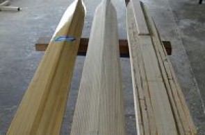 3 stages of making custom wooden oars which are shaped by a new Hi-Tech Copy Shaper